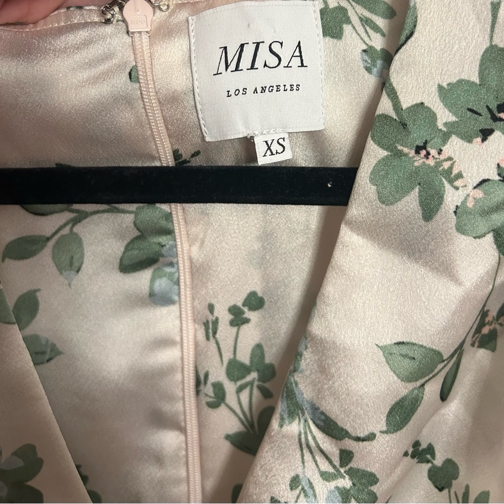 MISA Los Angeles Floral Twist Front Mini Dress XS Puff Sleeve Ruched Waist - Picture 6 of 10